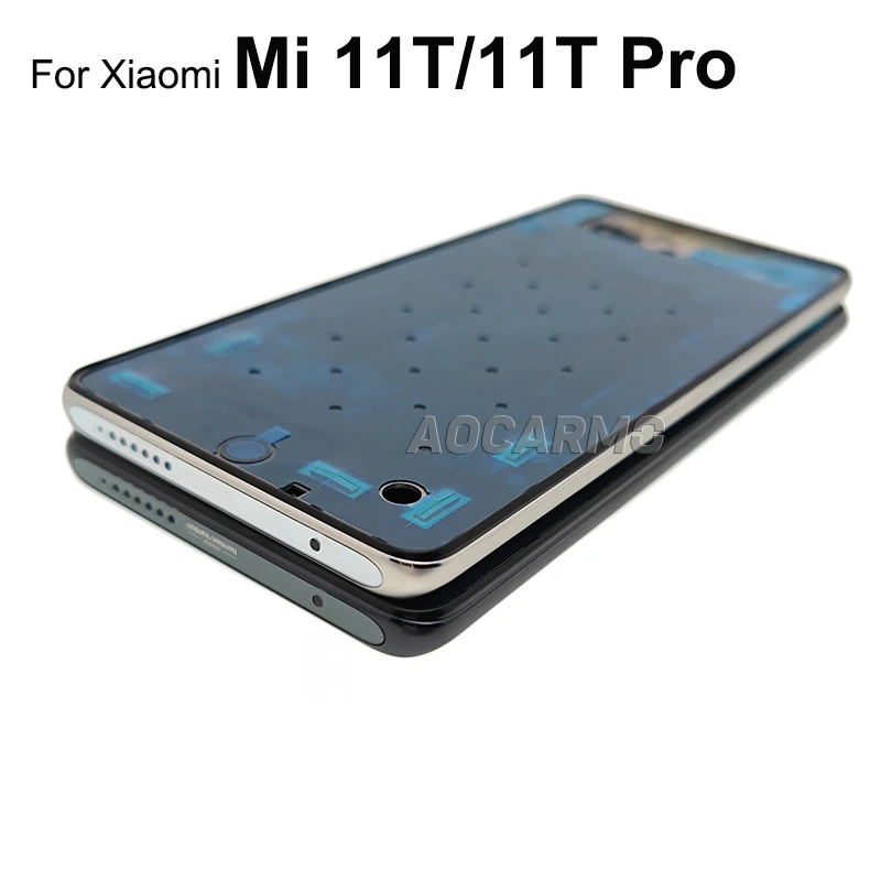 Aocarmo For Xiaomi 11T Mi 11T Pro Middle Frame With Side Keys Bottons Replacement Parts