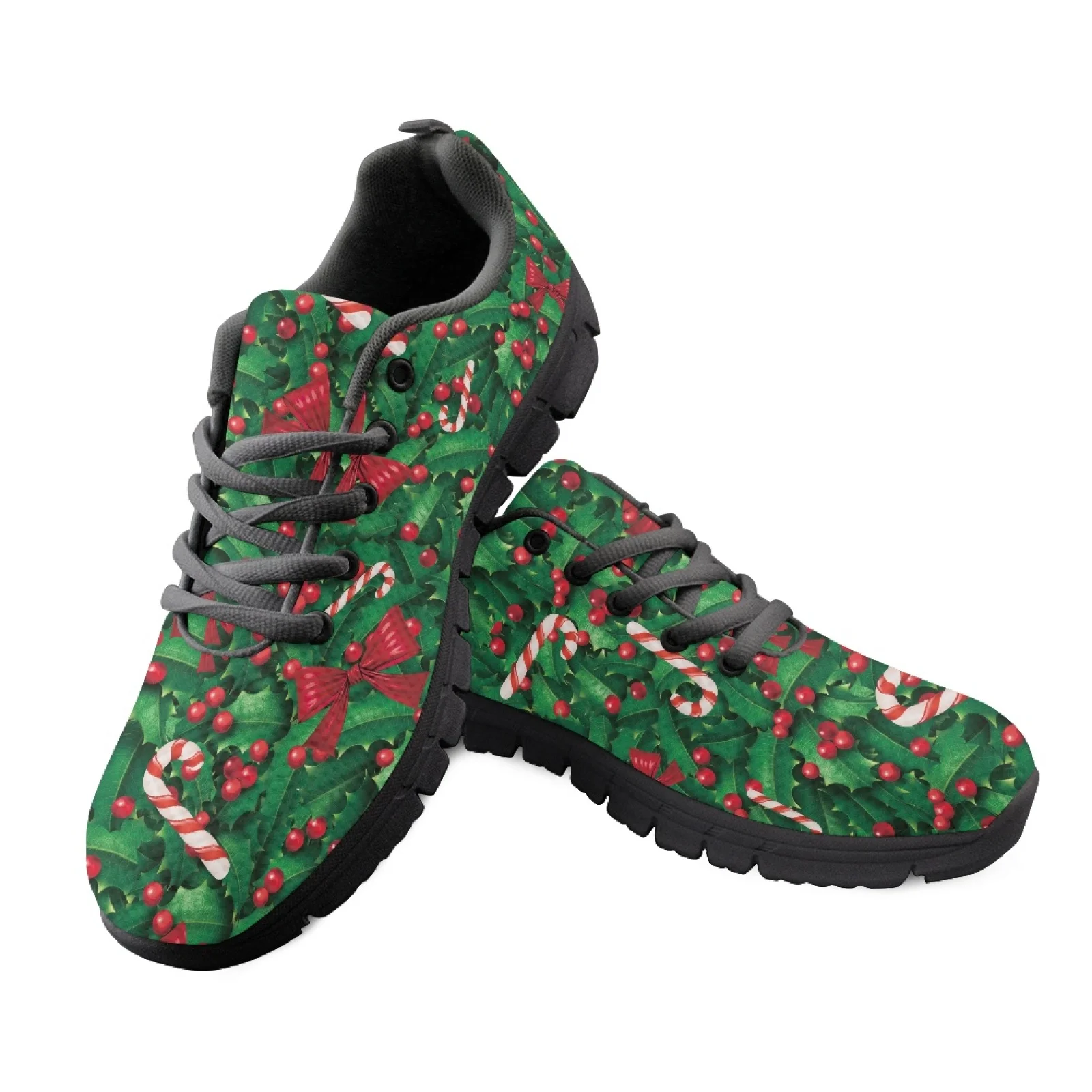 Coloranimal Christmas Holly Men Easy to Clean Work Shoes for Medical Staff Leisure Womens Sneakers Running Athletic Shoes
