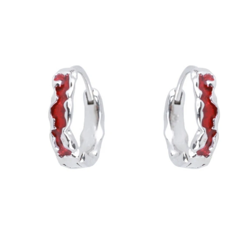 2025 Men Hoops Earrings Jewelry Personality Red Black Lines Design Female Male Ear Buckle