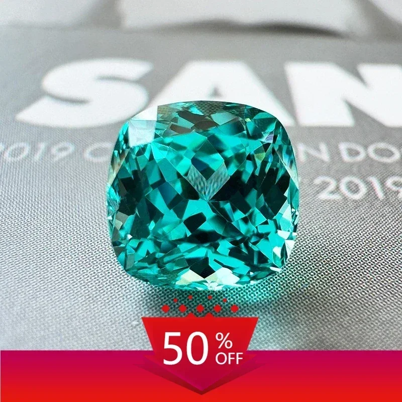 

Hot sales Lab Grown Paraiba Cushion Cut Gemstone for DIY Advanced Jewelry Making Inlay Ring Necklace Selectable AGL Certificate