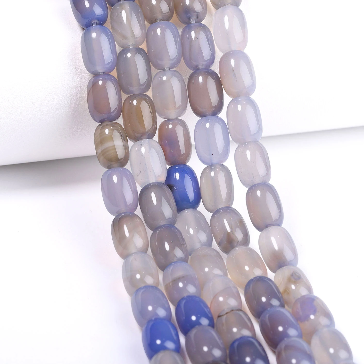 10x14mm Drum Shape Natural Stone Grey Blue Stripe Agate Beads Barrel Loose Beads for Jewelry Making DIY Energy Charms Bracelets