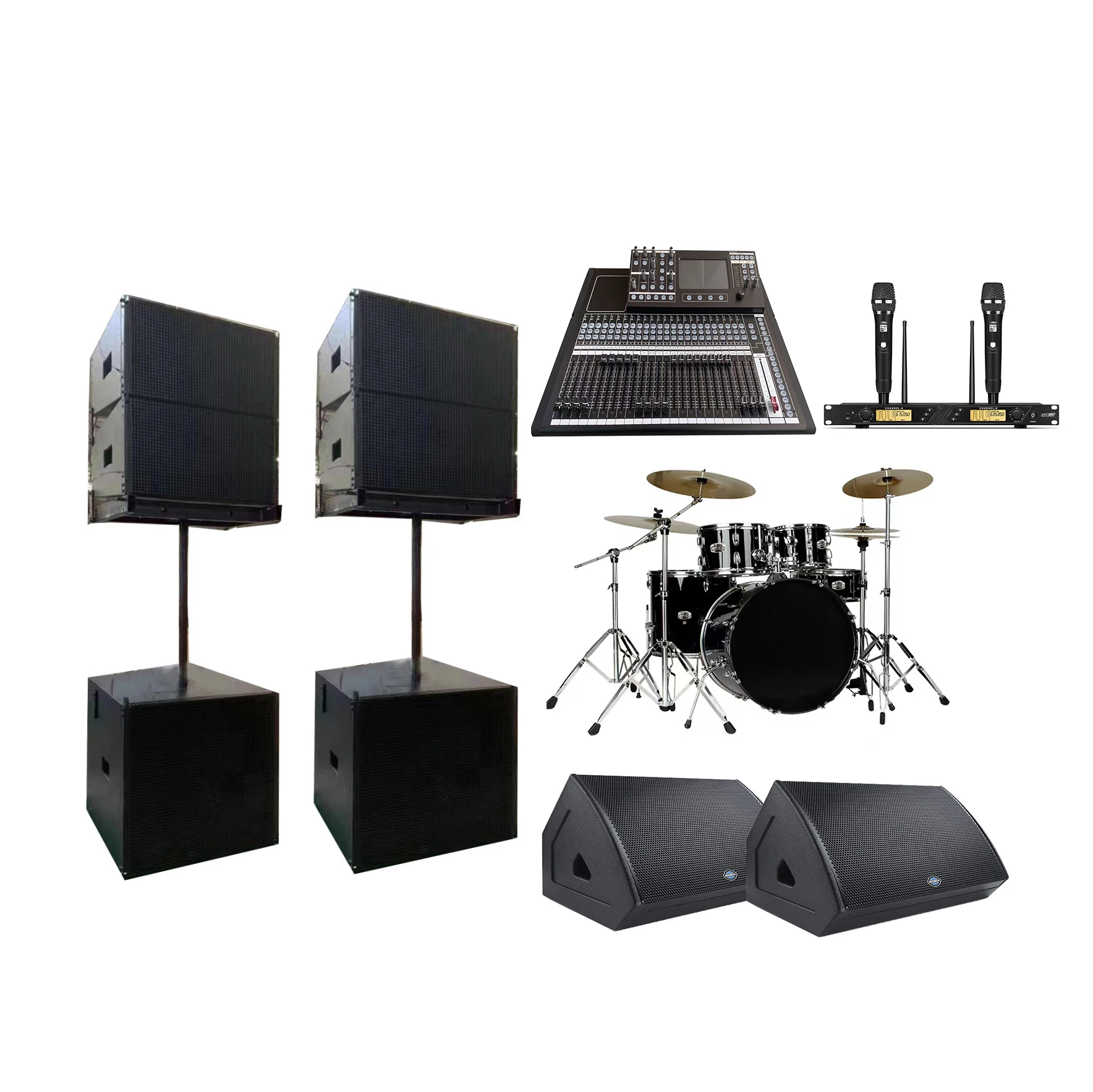 18 Inch Subwoofer Line Array Complete Professional Sound System with Power Amplifier Full Set for  Stage Music