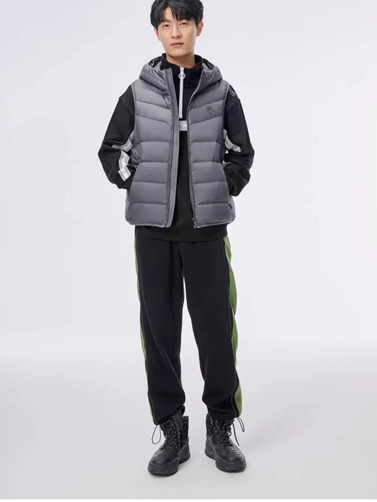 Chericom Men's Winter Hooded Vest Lightweight Down Jacket with Ribbed Trimming Zipper Placket and Windproof Hood Winter Y289955N