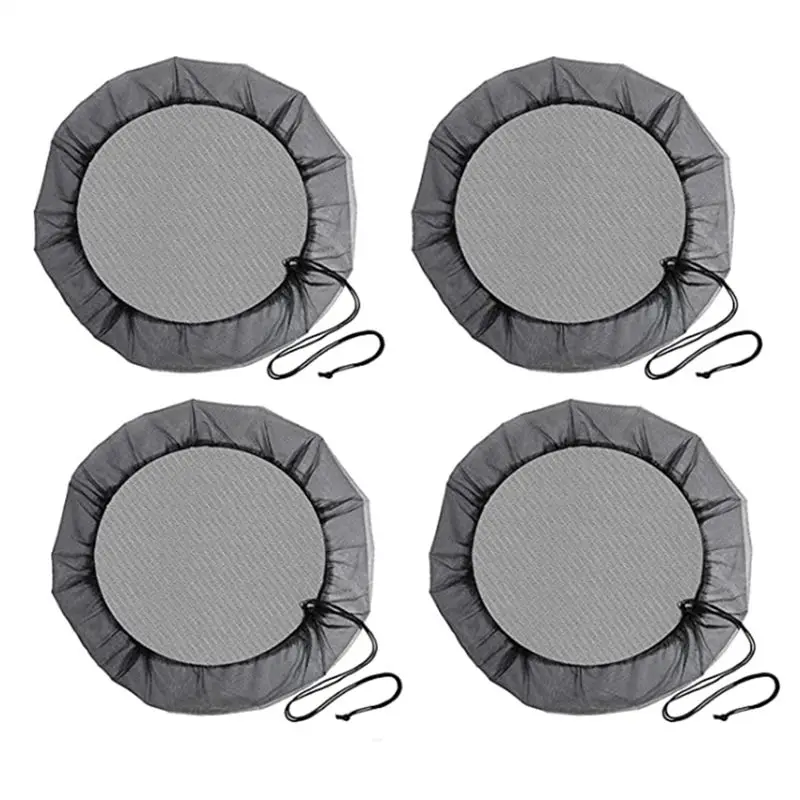 A56K Mesh Cover for Rain Barrels, 4 Pcs Rain Netting Screen with Drawstring for Protecting Fallen Leaf Debris