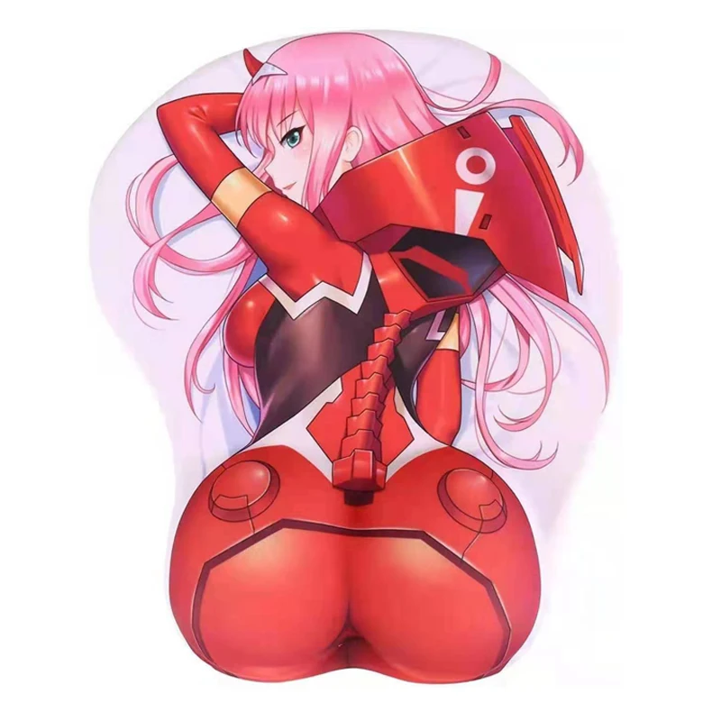 Anime Darling in the Franxx Zero Two 3D Mouse Pad with Soft Wrist Rest Silicone Gel filled Gaming Mouse Mat Mousepad for Laptop