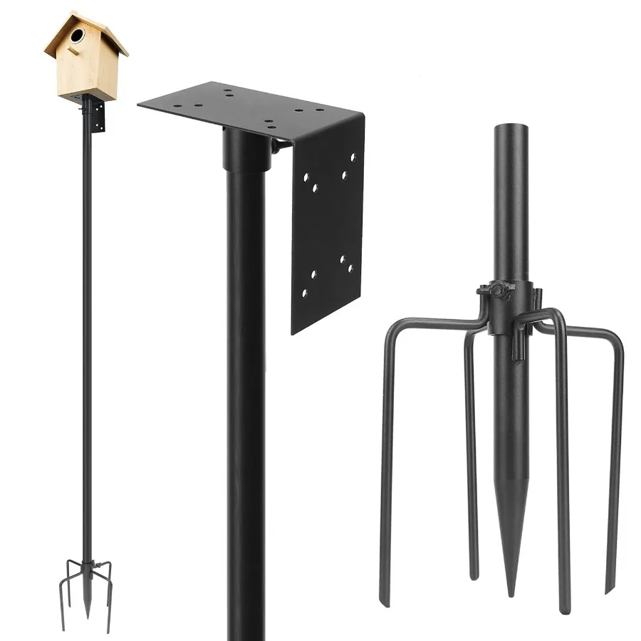 

78.7in Bird House Pole Kit Height Adjustable Bird Feeder Pole Mount Kit Heavy Duty Bird House Pole Set with 5 Prongs Base for B