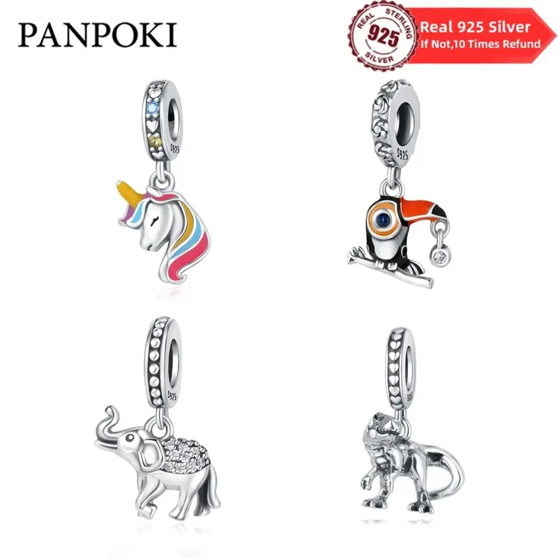 Real 925 Sterling Silver Unicorn Pendant Charms Beads Fit Original Pandora Bracelets Charm Beads Diy Women Jewelry Gifts