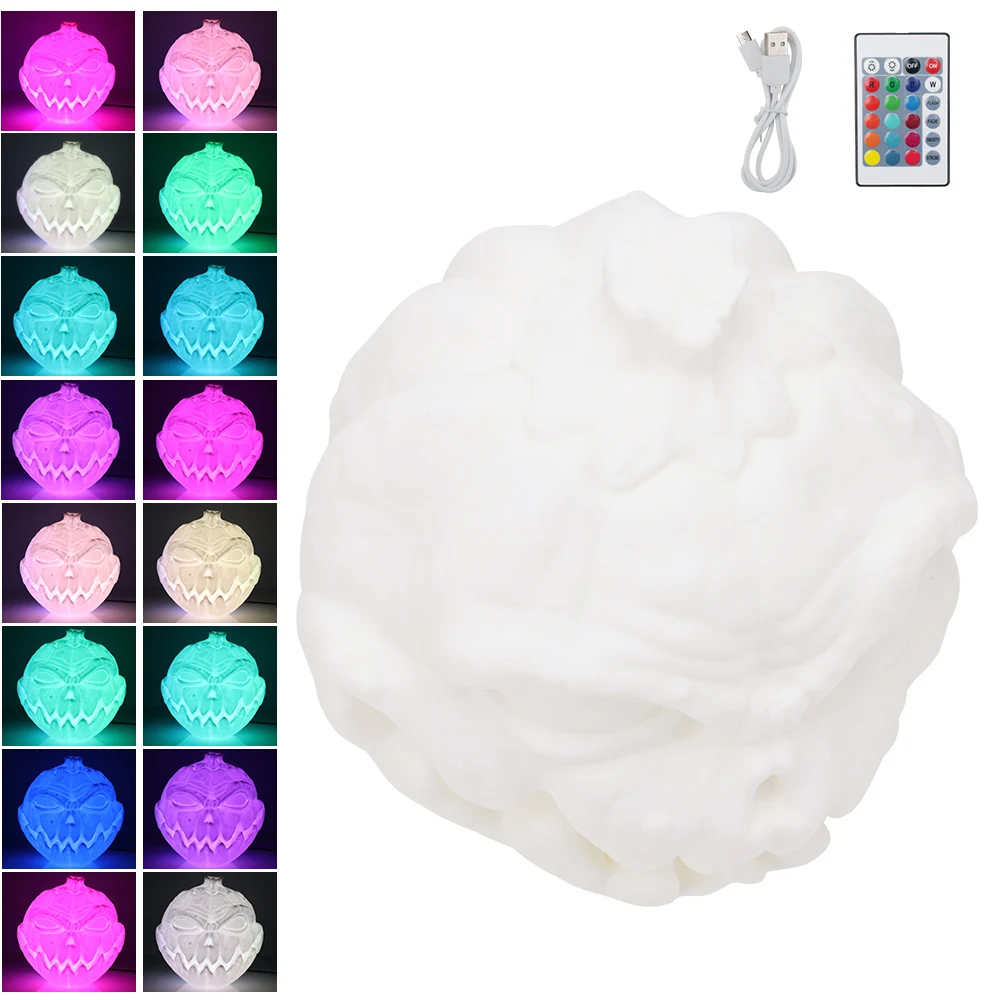 Boruit โคมไฟฟักทองฮาโลวีน16สี20ซม., โคมไฟฟักทองปีศาจฮาโลวีนโคมไฟตั้งโต๊ะห้องนอนบ้านห้องนั่งเล่นตกแต่งงานปาร์ตี้