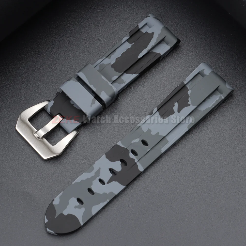Sportliche 20mm 22mm 24mm 26mm Silikon-Uhrenarmbänder Weiche Komfortable Gummi-Uhrenarmbänder für Panerai Blaue Schwarze Armbänder Zubehör – Detail 12