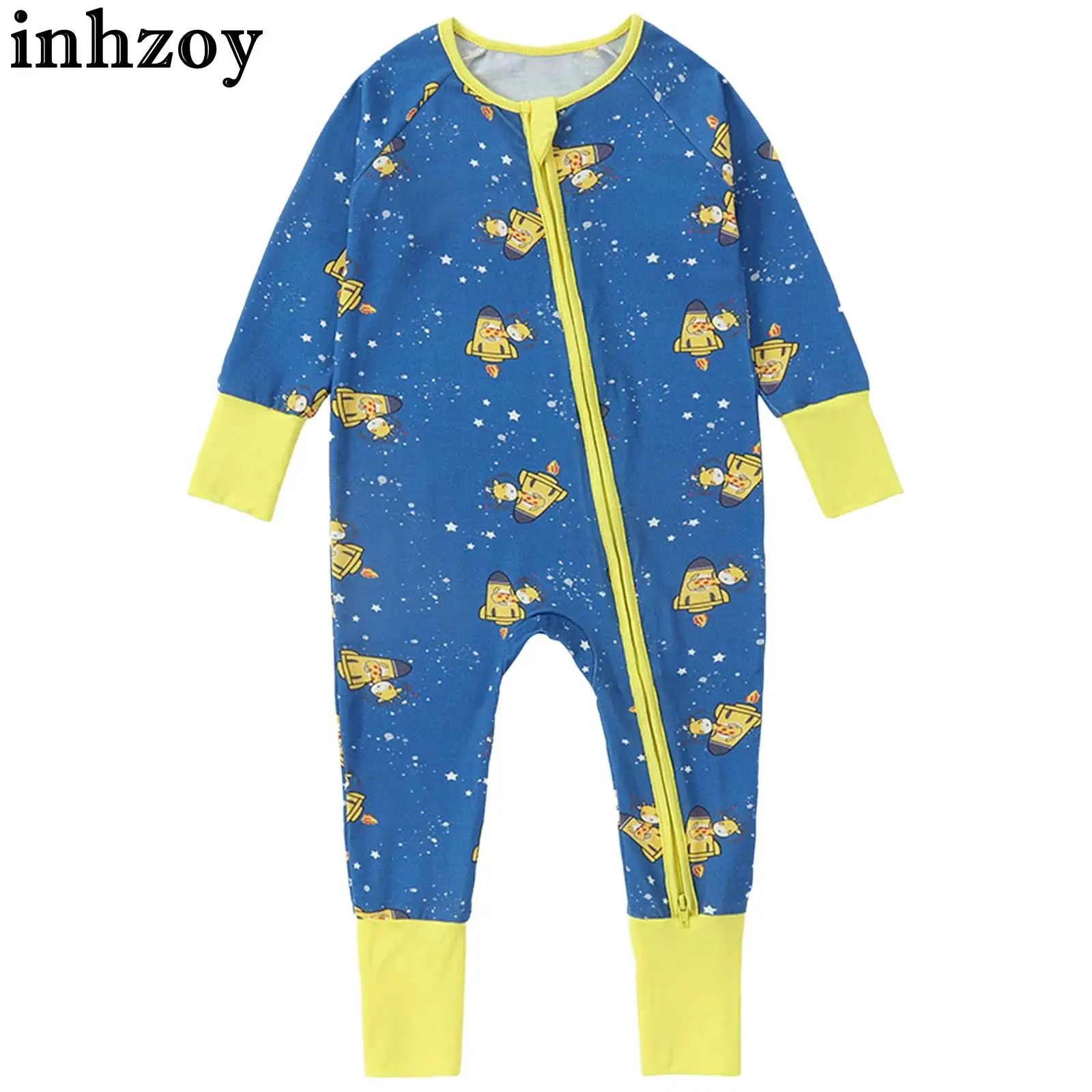 

Infant Boys Girls Long Sleeve Zipper Cute Printed Romper Footed Jumpsuit Spring Autumn Pajamas Sleepwear Homewear Daily Wear
