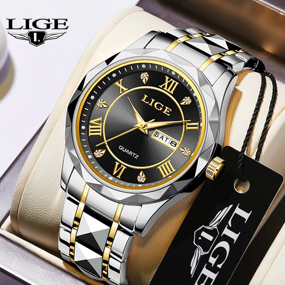 

LIGE TOP Brand Mens Watch Luxury Auto Date Watch for Men Business Wirstwatch Waterproof Quartz Watches Lume Classic Clock Gift