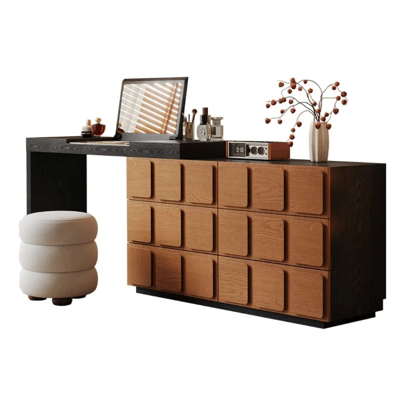 

Medieval style flip dresser chest storage integrated bedroom simple end of bed makeup table solid wood Italian designer