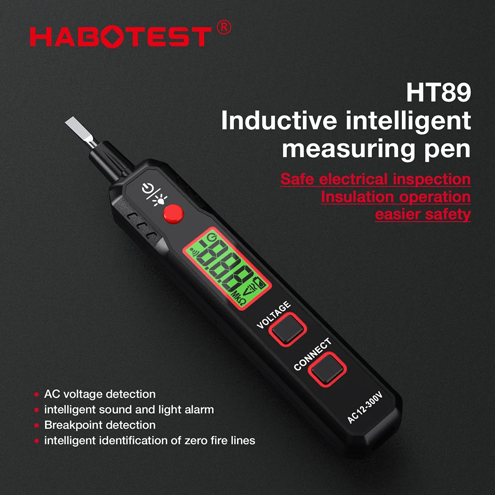 HT89 Voltage Detector 300V Pen Type Digital Multimeter Screwdriver Probe Non-Contact Tester Tools Professional Electrician Tools