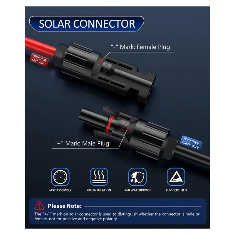 4-In-1 Solar Panel Connector Extension Cable Splitter for Anderson Connector DC Adapter Power Plug XT60 Female Conn