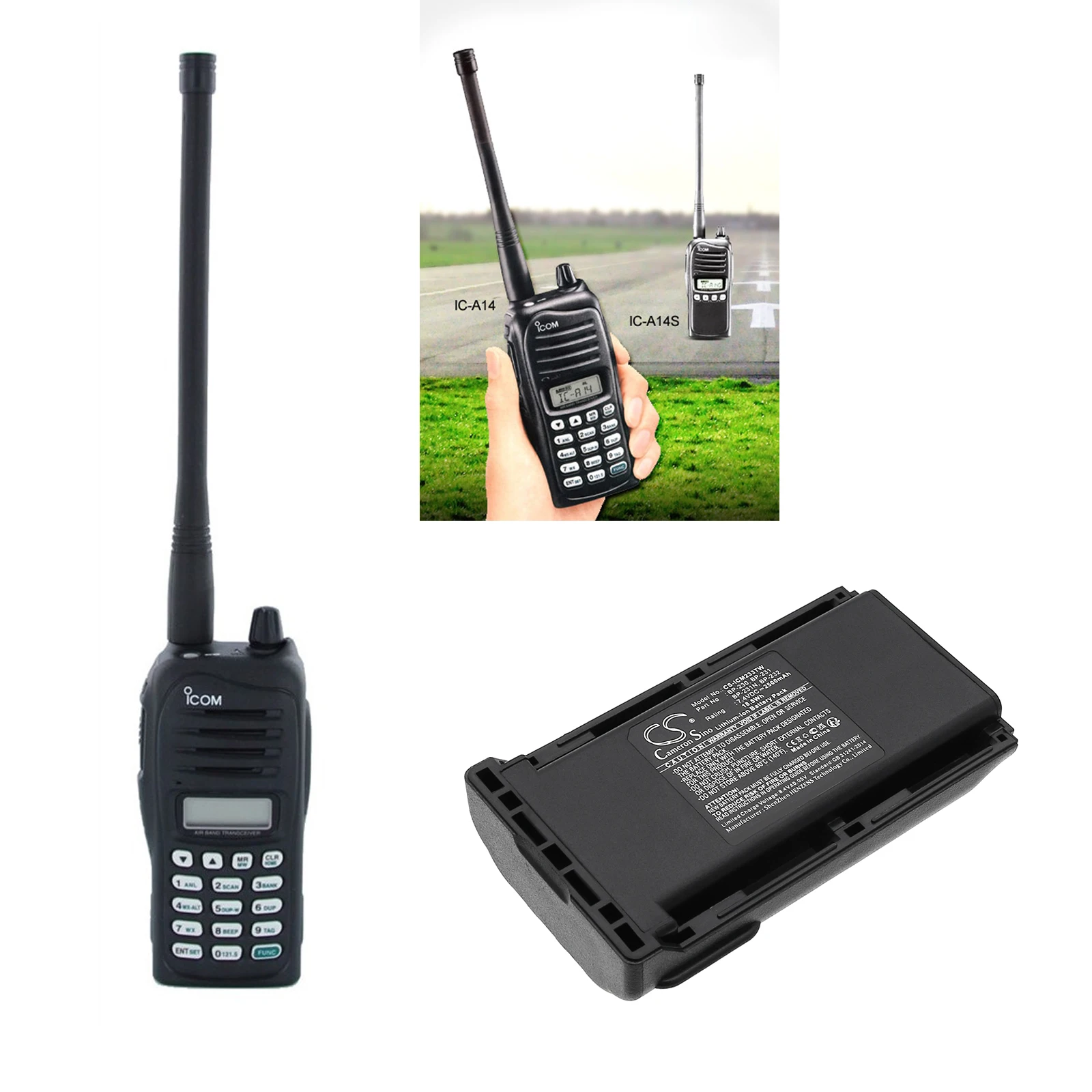 Аккумулятор для двусторонней радиосвязи для Icom: BJ-2000, BP-230, BP-230N, BP-231, BP-231N, BP-232, BP-232H, BP-232N, BP-232WP, IC-A14, IC-F15, IC-F16