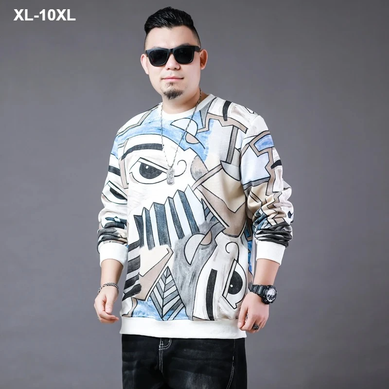 

Мужская толстовка, плотная, весна-осень, 10XL, 160 кг, топы большого размера, пуловер с узором, толстовка с длинными рукавами, большие размеры 8XL, 7XL, одежда