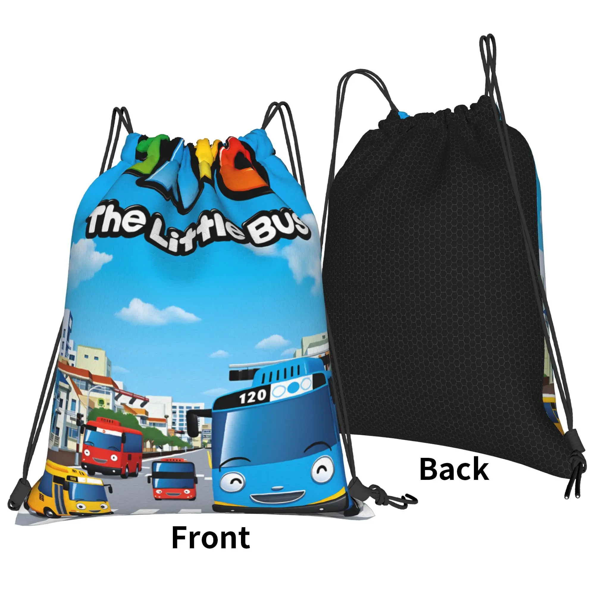 Tayo The Little Bus Drawstring Bag  Fashion Large Capacity Sackpack String Bags Women Outdoor Beach Backpack