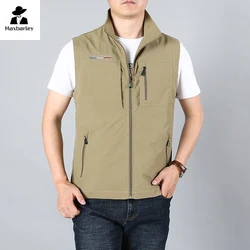 Men's Waistcoat  Jackets Outdoor Fishing Vest 2024 Summer Solid Color Stand Collar  Climbing Hiking Work Sleeveless With Pocket