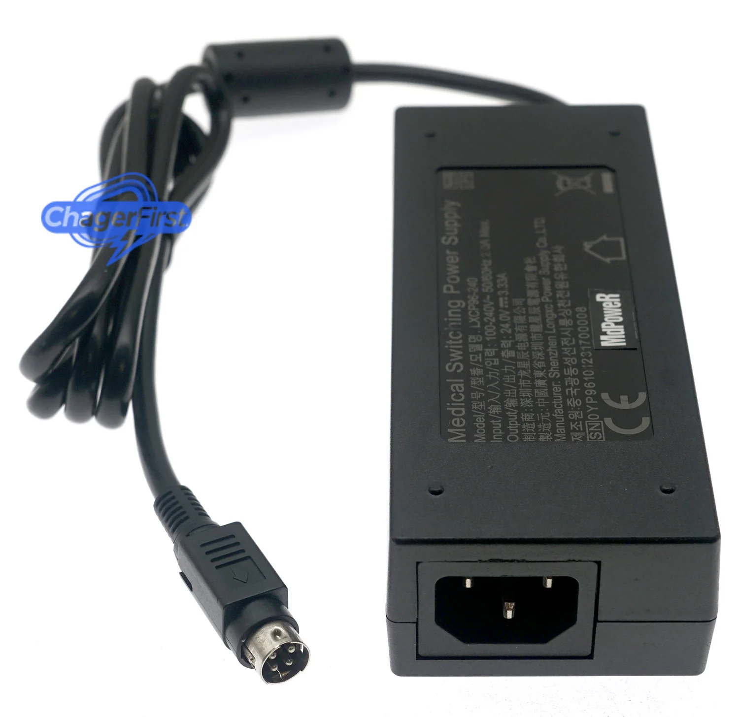 Genuine LongXC LXCP96-240 24V 3.33A 80W Medical AC Adapter 4-Pin DIN Compatible with Canvys MD-DFM19-ENDO Endoscopy Monitor