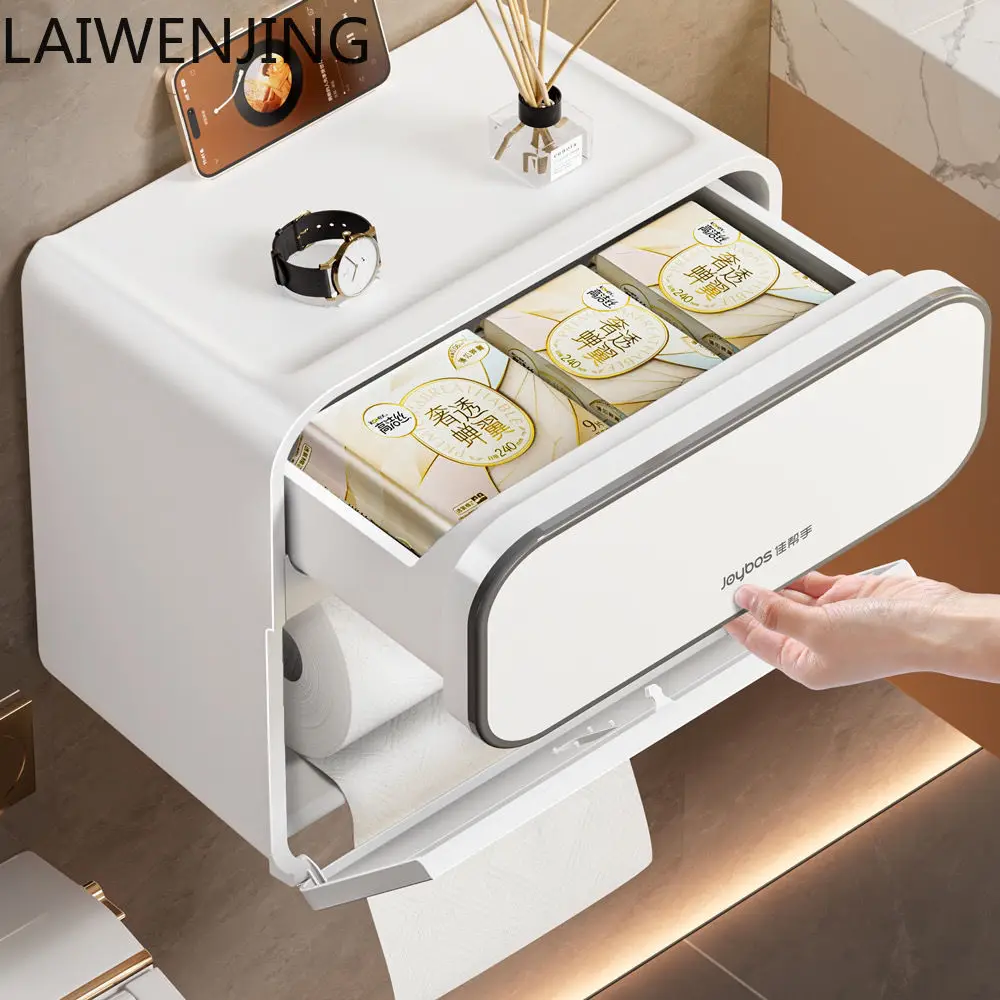 

MJY Bathroom Toilet Paper Holder Wall-Mounted No-Drill Roll Paper Towel Dispenser