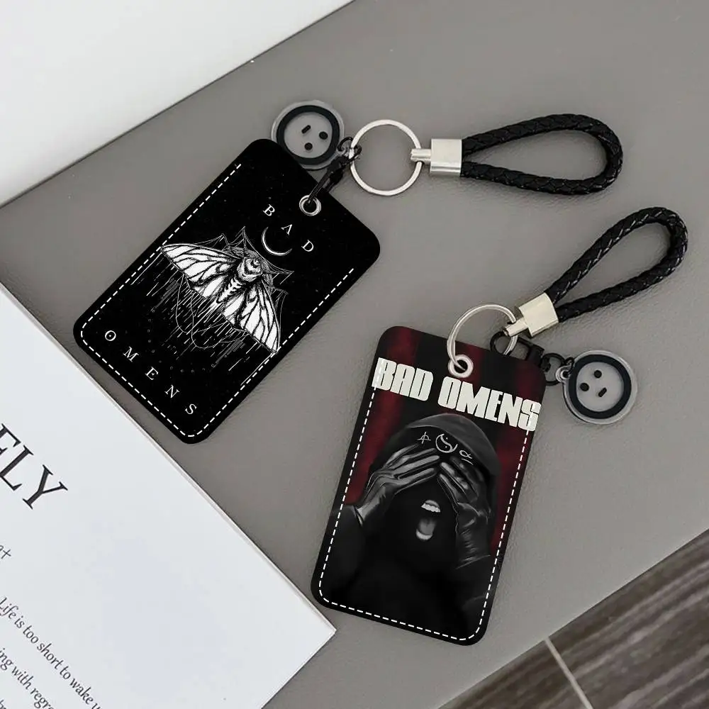 

Держатель для карт Rock Band B-Bad O-Omens, подходит для кредитных карт, проездных карт, прямоугольный брелок из мягкой кожи, защитный чехол