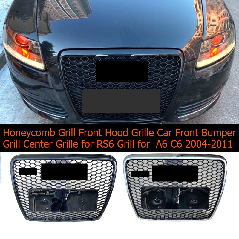 Grill o strukturze plastra miodu, przednia kratka grilla, środkowa kratka grilla zderzaka do RS6, grill do A6 C6 2004-2011