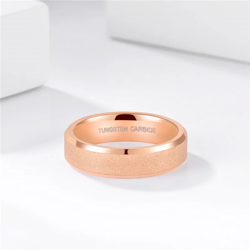 TIGRADE Tungsten Carbide Rose Gold Frosted Ring 4mm 6mm For Women Men Wedding Engagement Band Matte Brushed Female anillos mujer