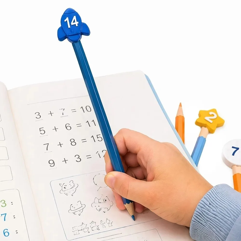 6/30PCS 1-30 Numbered Numbered Pencil Toppers Space-Themed Color Coded Classroom Pencil Labels Non-Slip Sturdy