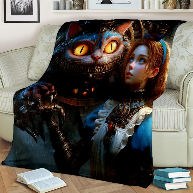 2025 New Cheshire Cat Alice Cartoon Disney Soft Flannel Blanket,Throw Blanket Comfortable Blanket for Beds Sofa Home Bedroom Kid