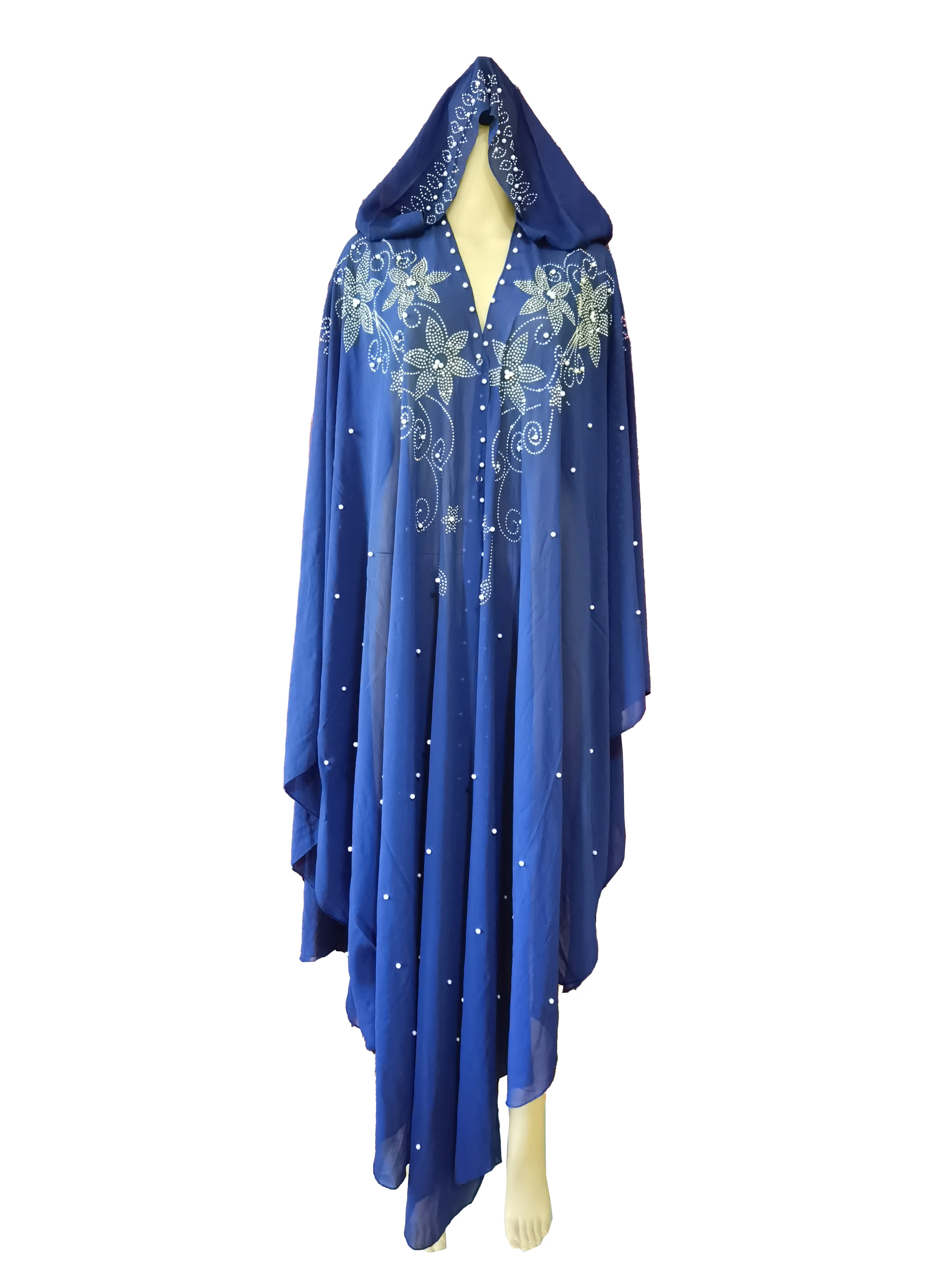 Imagem -03 - Vestido Longo de Chiffon Feminino com Pérola Robe Muçulmano Abaya Africana Roupa Tradicional Nova Moda Verão 2023