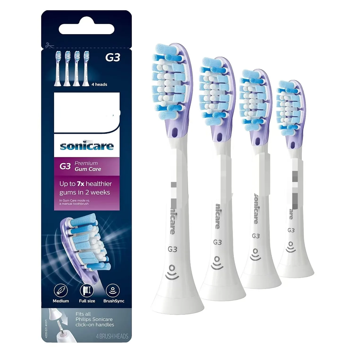 For Philips Sonicare G3 4 Pack Care Replacement Toothbrush Heads Plaque Defence Toothbrush Brush Head Black,white HX9054/95