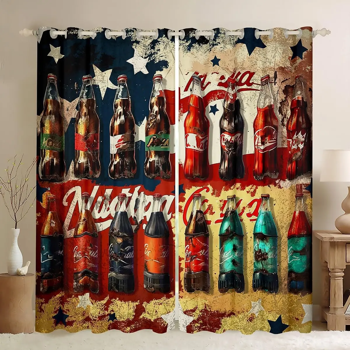 

Шторы Feelyou Vintage Cola с рисунком напитков, затемняющие, для мальчиков и девочек, летние, для спальни, для прохладного летнего житья
