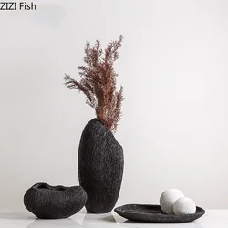 Resin Vase Creative Coral Texture Tray Saucer Flower Vase Irregular Stripes Modern Home Decoration Handicraft Furnishings