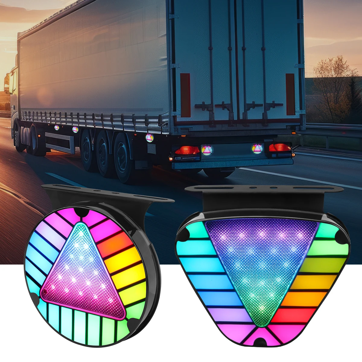 1pc Car Truck LED Light 12-24V Tail Strobe Light Warning Flash Light Safety Brake Lamp 7 Colorful Universal for Car Motor