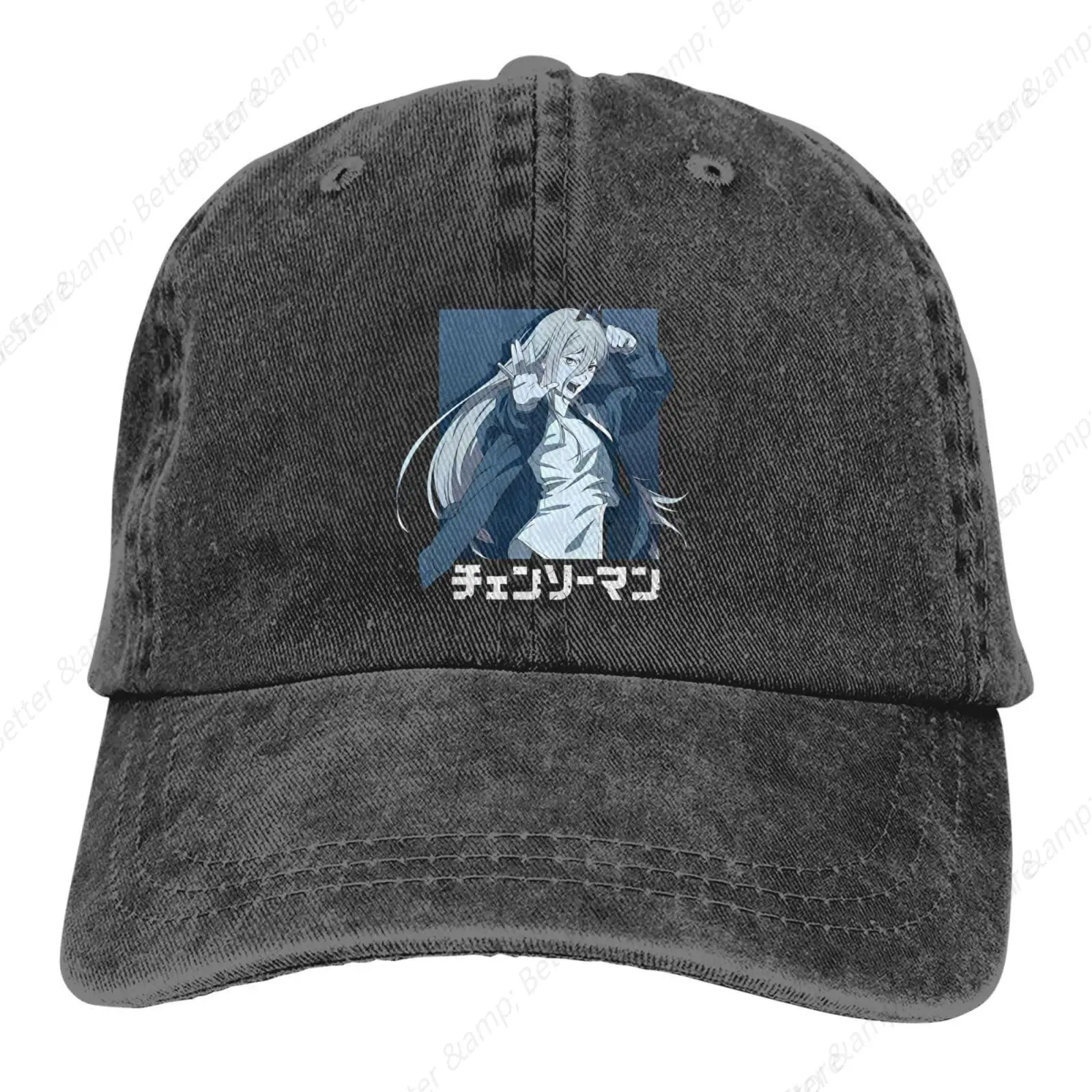 Chainsaw Man Hat Cap Novelty Graphic Washed Vintage Denim Trucker Hat Men Women Cool Adjustable Casquette