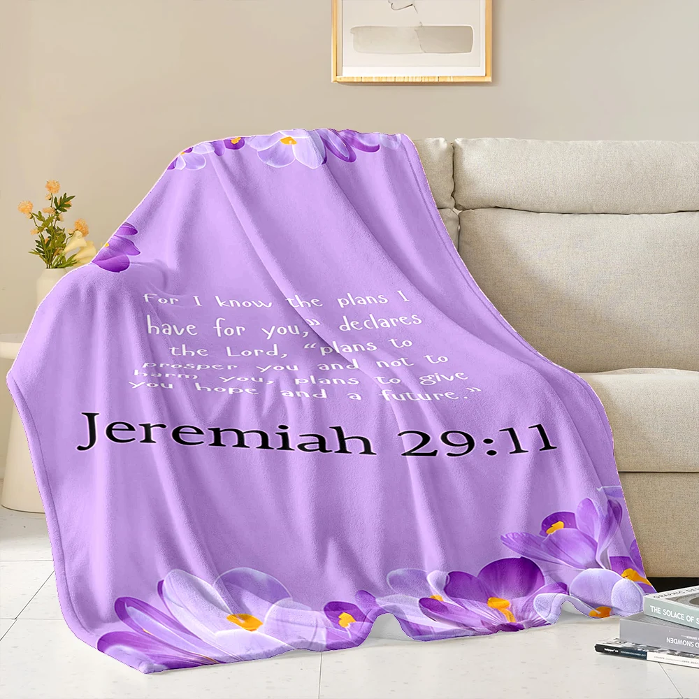 3D Christianity Bible Verses Soft Flannel Blanket for Bed Bedroom Sofa Picnic, Warm Throw Blanket for Cover Outdoor Leisure Nap