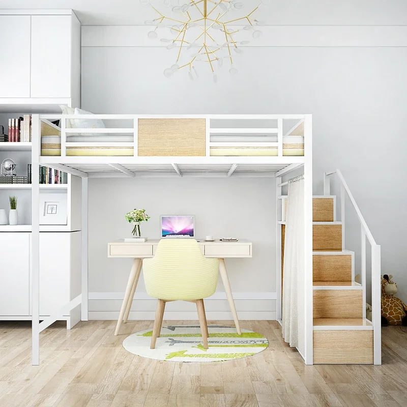 เตียงยกสูง เตียงและโต๊ะ ศาลาอพาร์ทเมนต์ขนาดเล็ก เตียงเดี่ยว ตู้เสื้อผ้าประหยัดพื้นที่ในตัว