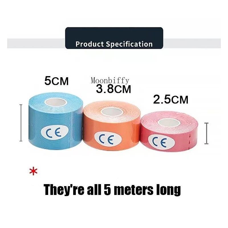 5M Size Kinesiology Tape Athletic Elastoplast Sport Recovery Strapping Gym Waterproof Tennis Muscle Pain Relief Bandage