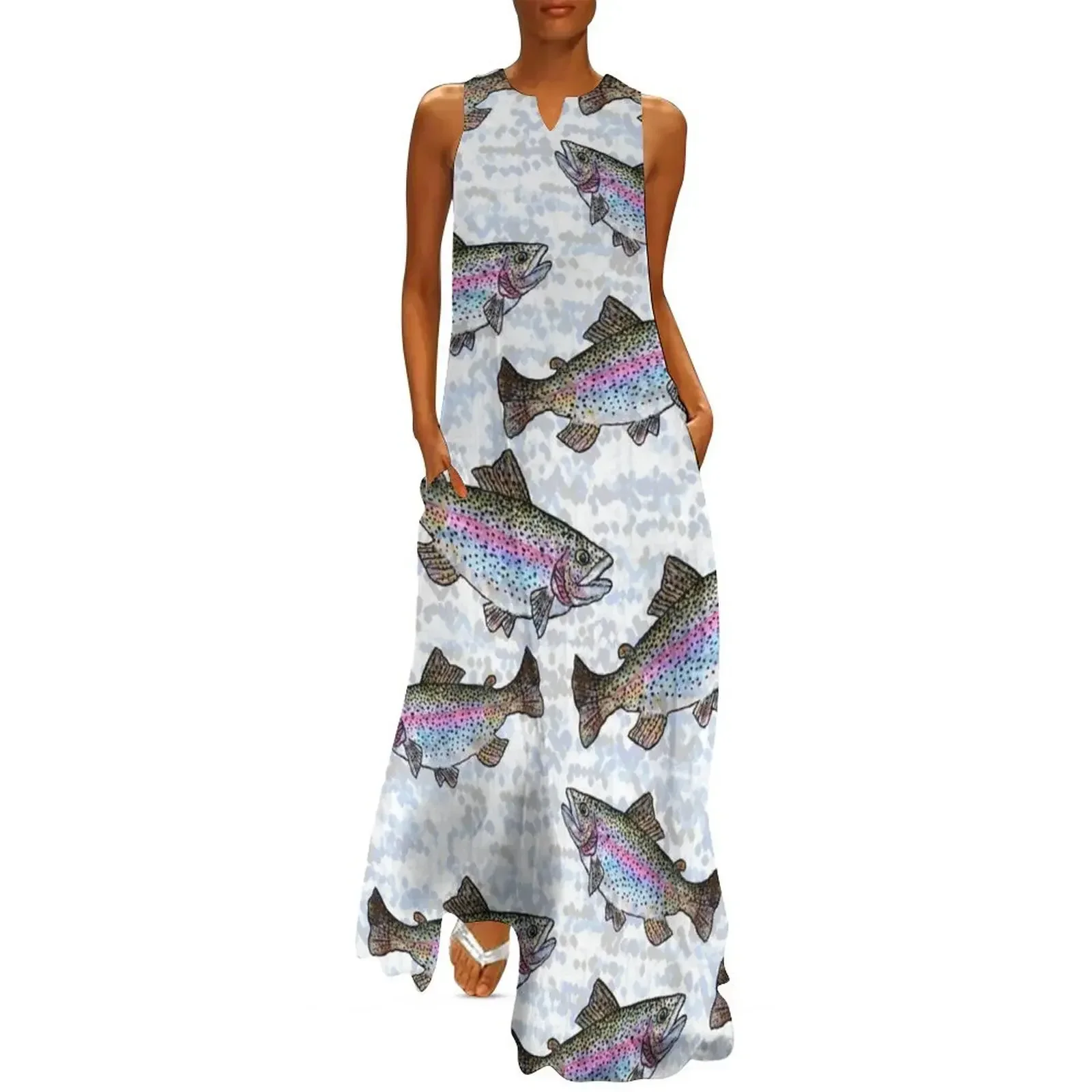 

Rainbow Trout Fish Pattern Long Dress dresses for women Casual dresses evening dresses luxury 2025 Aesthetic clothing Dress