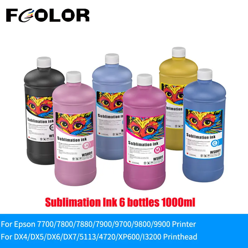 Fcolor 1000ML atrament sublimacyjny tusz termotransferowy do 7700 Epson 7800 7880 7900 9800 9900 DX4 DX5 DX6 szklana tkanina kubek do drukarki