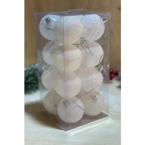 Beysüs Christmas Pine Tree Süsü Cici Ball 6 cm 16 S White