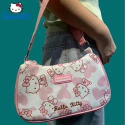 Sanrio Hello Kitty nowa urocza kreskówka torba typu Hobo damska torebka na suwak torebka na ramię mała torebka kreskówka torba pod pachami