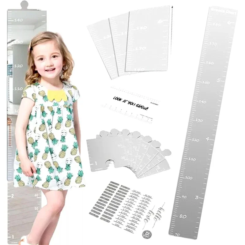 

Puzzle Mirror Growth Chart Children Height Wall Sticker Foldable Height Measuring Mirror