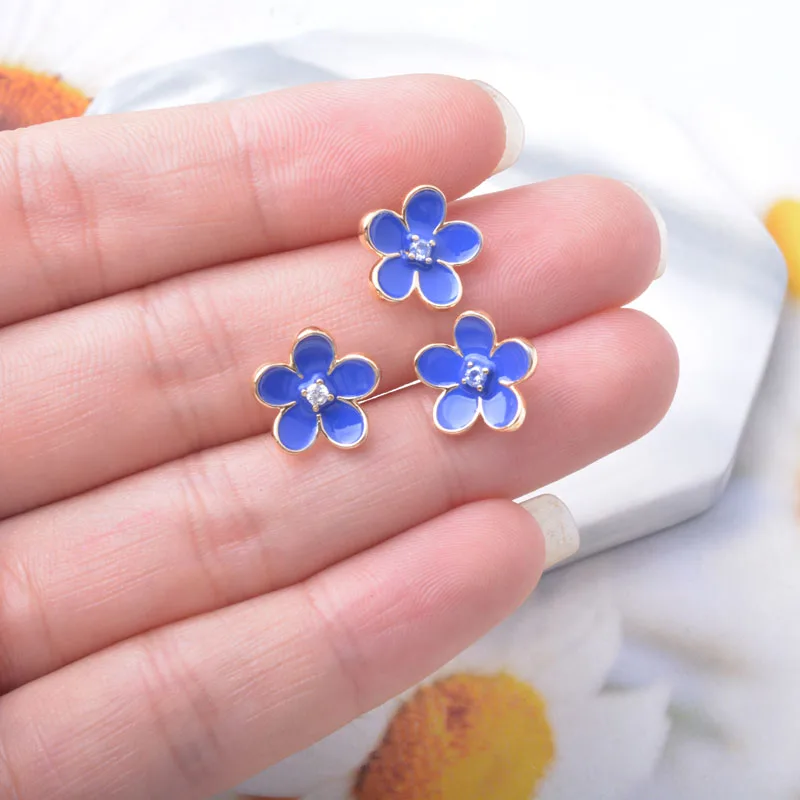 6 Stück Kupfer 18k vergoldete Emaille-Blumen-Ohrringnadel-Verbinder Ohrstecker-Set für die Schmuckherstellung DIY – Detail 4