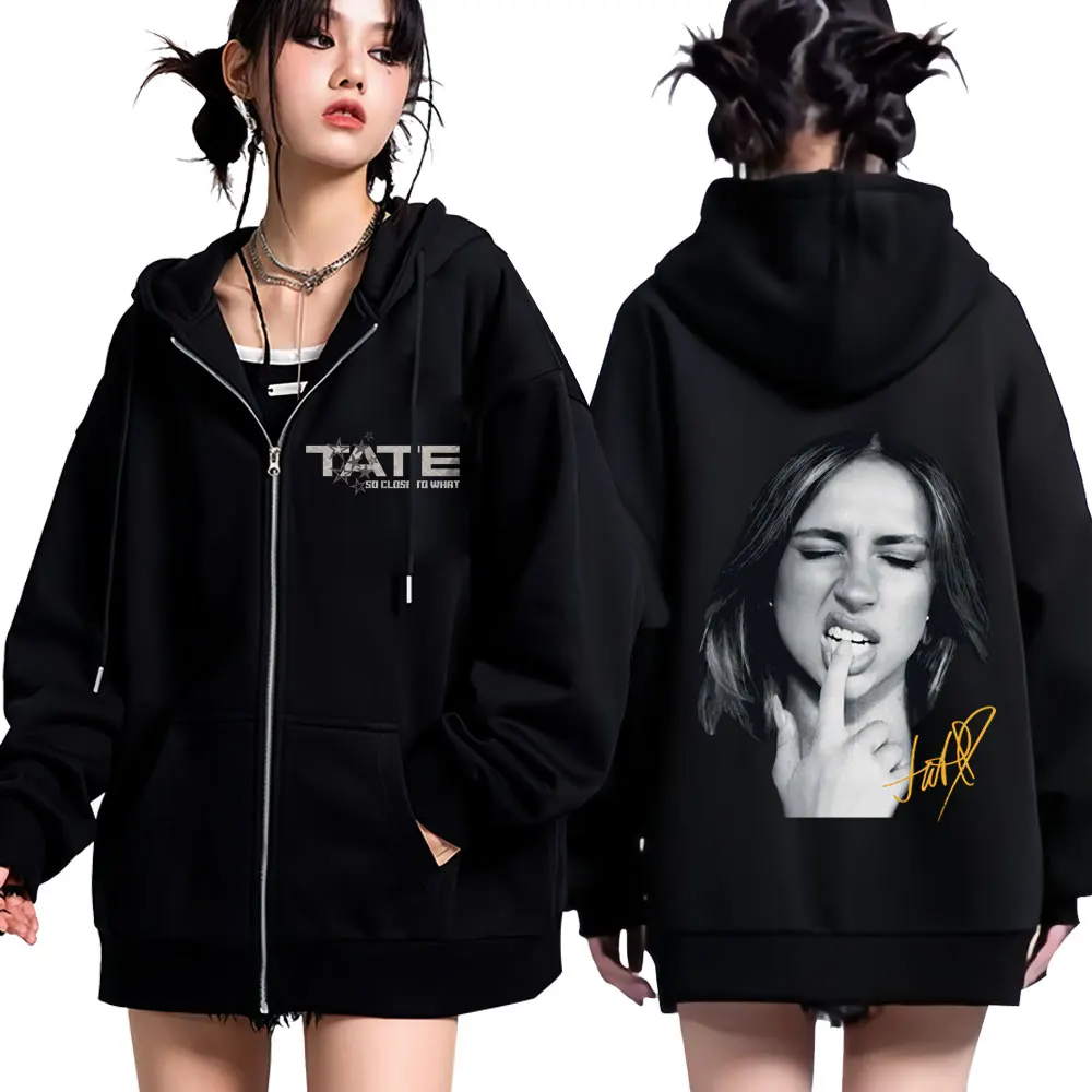 

Альбом Tate Mcrae So Close To What Miss Possessive 2025 World Tour Толстовки на молнии Зимние негабаритные толстовки на молнии в стиле хип-хоп Топ