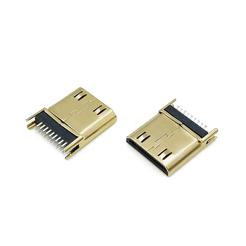 

100 шт. HDMI Штекерный разъем/Штекерный разъем типа C 19PIN 19 P 1,0 мм 180 градусов позолоченный hd 19-контактный