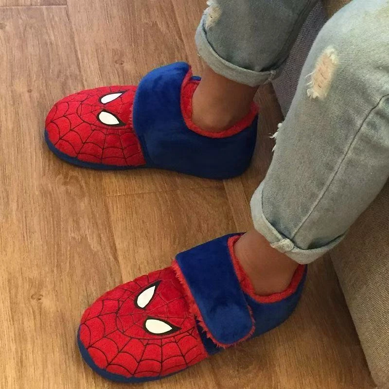 

Winter Children Cotton Plush Slippers Boy Girl Cartoon Spider Man Print Warm Princess Baby Indoor Home Shoes Soft Kid Snow Boots