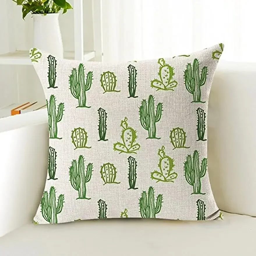 Plant Cactus Decorative Linen Square Pillow Cover Pillow Pillowcase 45x45cm Home Decor Throw Pillow Covers