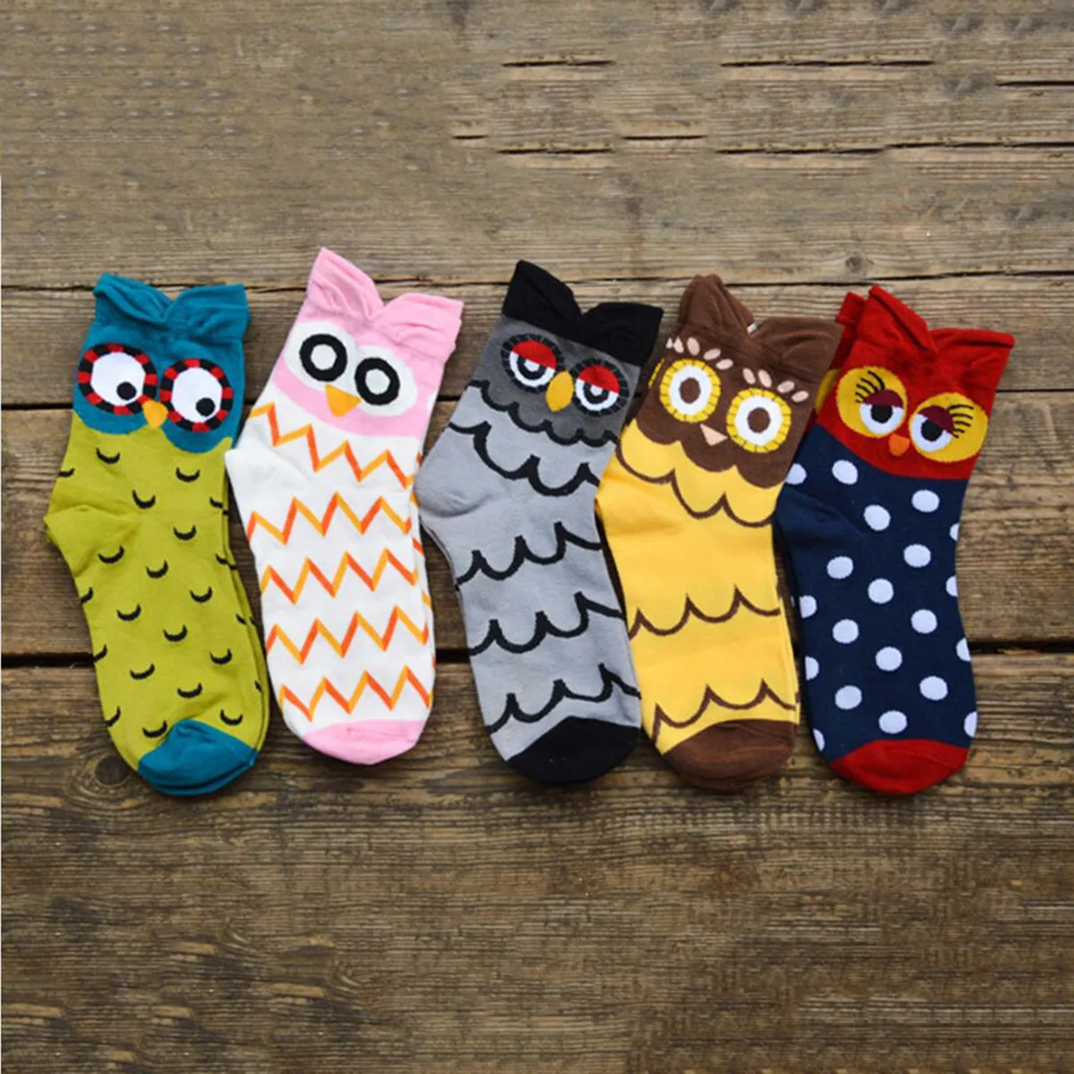 

1 Cute Owl Print Stretchy Comfortable Mid Calf Sports Girls Green Non Slip Breathable Running Ladies Cartoon Girls