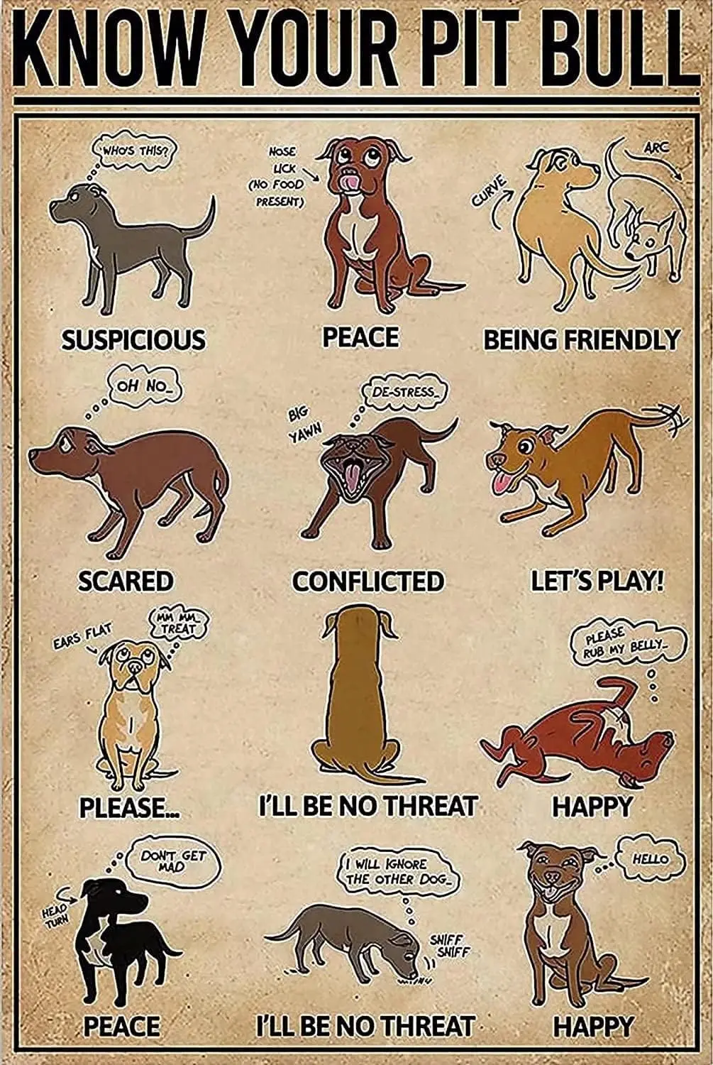 

Винтажная металлическая табличка-постер «Знайте свой Питбуль» для декора стен, подарок для ванной, ресторана, фермы, спальни, кафе, школы